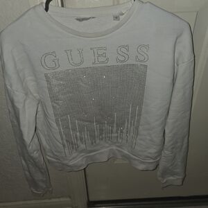 GUESS White Rhinestone Sweatshirt